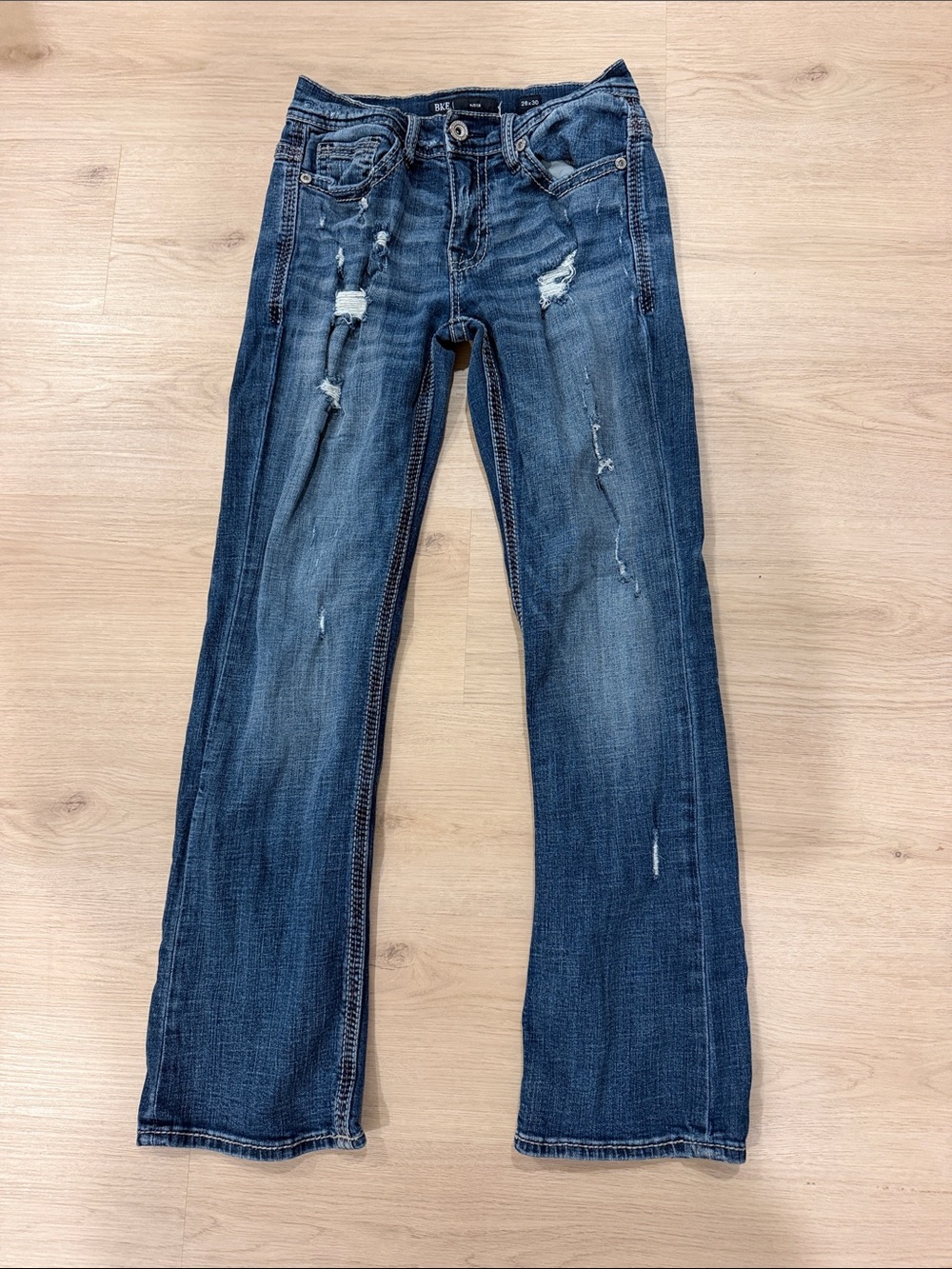 BKE Aiden 28x30 Dark Blue Distressed Jeans